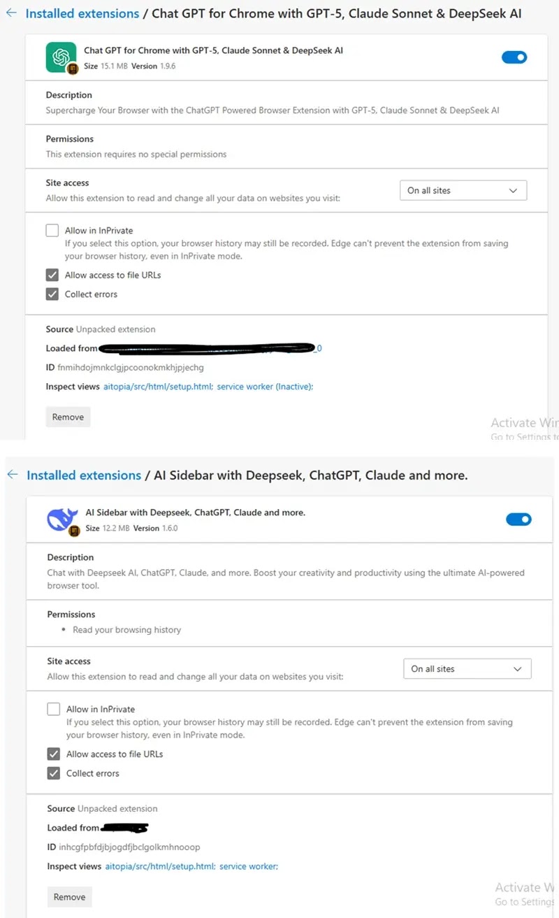 Σελίδα λεπτομερειών για την επέκταση του προγράμματος περιήγησης (Πηγή - Microsoft)